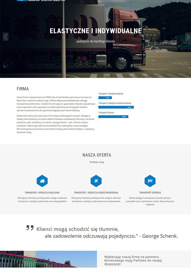 Transport, Spedycja, Logistyka, Firma transportowa, firma kurierska, Responsywne strony internetowe, Tworzenie stron Poznań