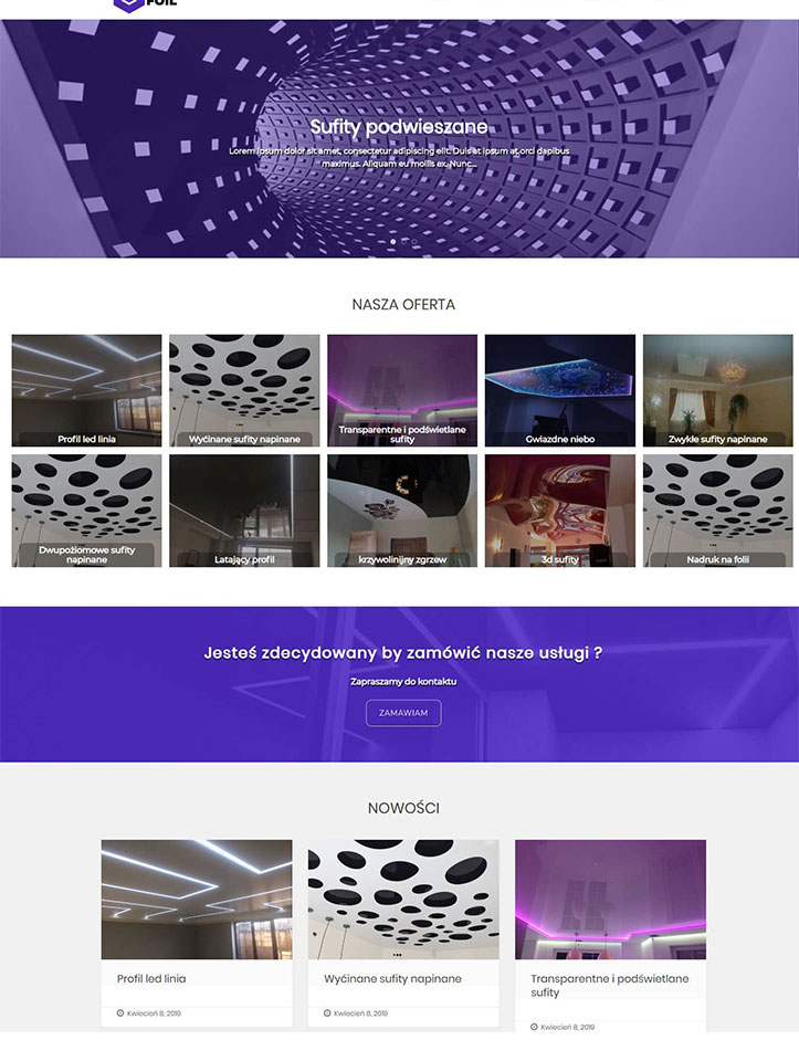 Sufity podwieszane, montaż sufitów, montaże, Responsywne strony internetowe, Tworzenie stron Poznań